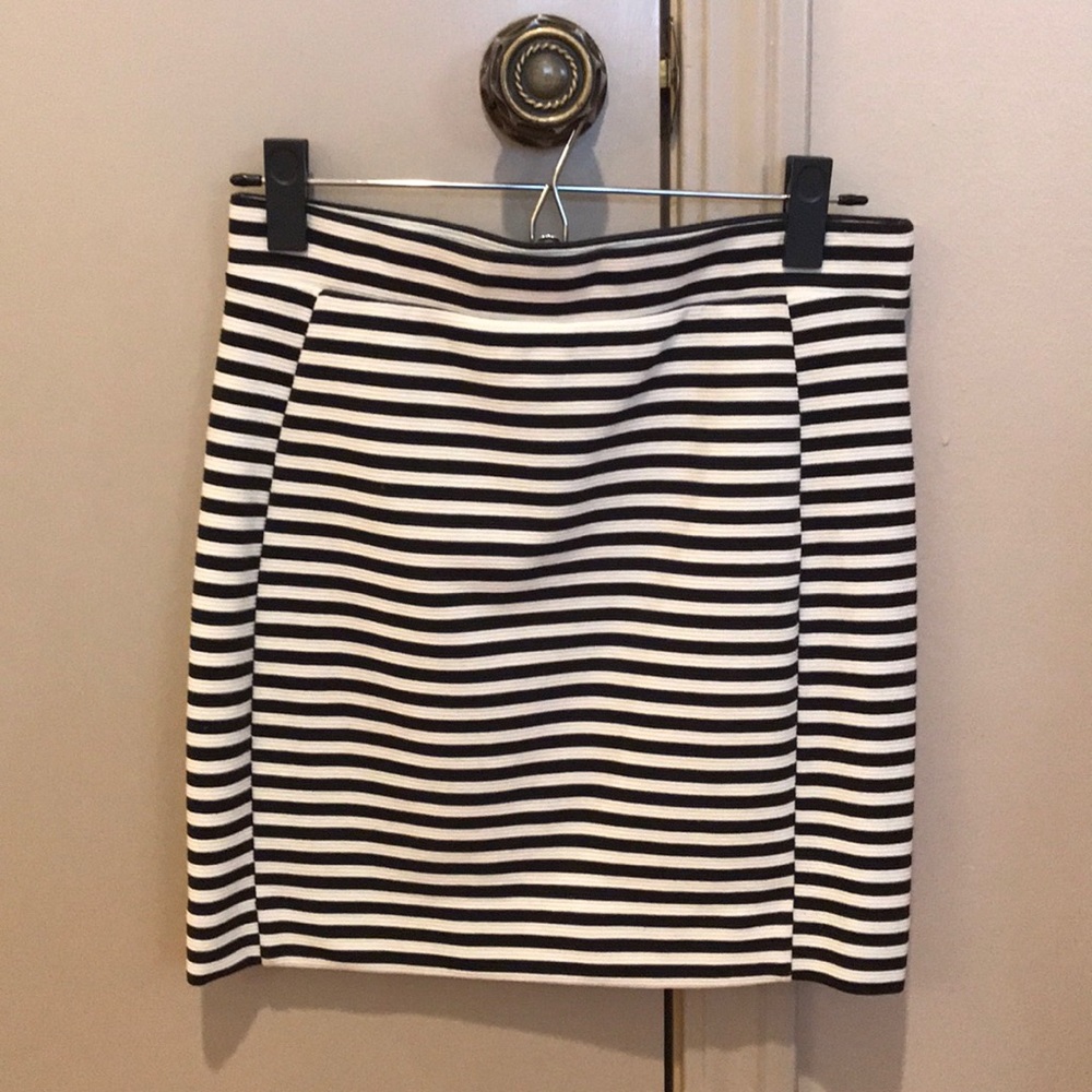 Madewell black and white striped stretch skirt